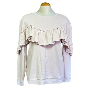 Women's Large Only Crewneck Pink Ruffle Sweater